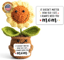 Mom Mother Day Gift from Daughter, Son - Mini Handmade Crochet Sunflower, I Alwa