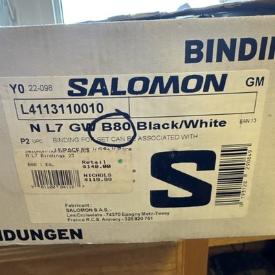Salomon L4113110010 N L7 GW B80 Ski Bindings Black white 2023