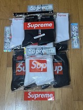 Two pairs SUPREME/ HANES BLACK SOCKS With Red Supreme Sticker Bundle. Fast Ship
