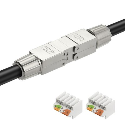 Ethernet RJ45 Stecker Werkzeuglos Cat7 Cat6A 10 Gbps LSA Vollgeschirmt - Alum...
