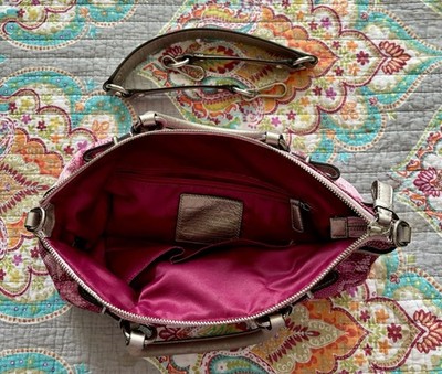 COACH Y2K MADISON MAGGIE Sophia Pink Floral Rose Canvas Hobo