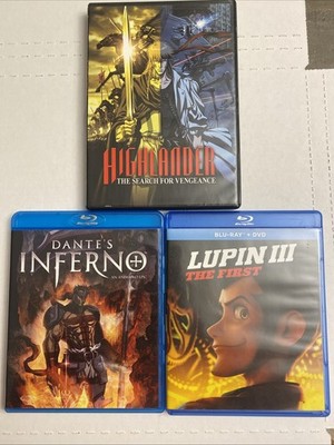 Anime Movie Lot Blu-ray DVD Highlander Dante s Inferno Lupin III