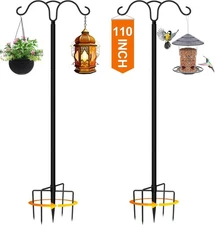Heavy Duty Double Shepherds Hooks for Outdoor,110 Inch Adjustable Bird Feeder Po