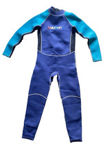 NATYFLY KIDS WETSUIT-XL-BLACK W/ BLUE TRIM-BACK ZIPPER-NEOPRENE W/ NYLON-NIC