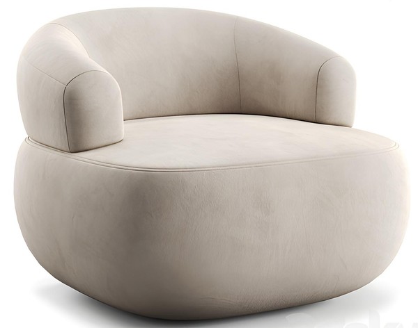 Beiger Stoffsessel Designer Polstersessel Wohnzimmer Textilsessel-image