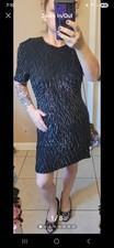 Vintage Black 80 s Sparkly Beaded Sequined Cocktail Dress Sz M