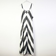 Christopher John Rogers Maxi Dress Women Plus 24W / 26W Black White Chevron