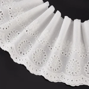7.5 Yard Cotton Embroidered Eyelet Lace Trim, White Floral Eyelet Lace Ribbon... - Picture 1 of 2