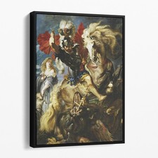 St. George and The Dragon by Peter Paul Rubens Christian Canvas Wall Art Print