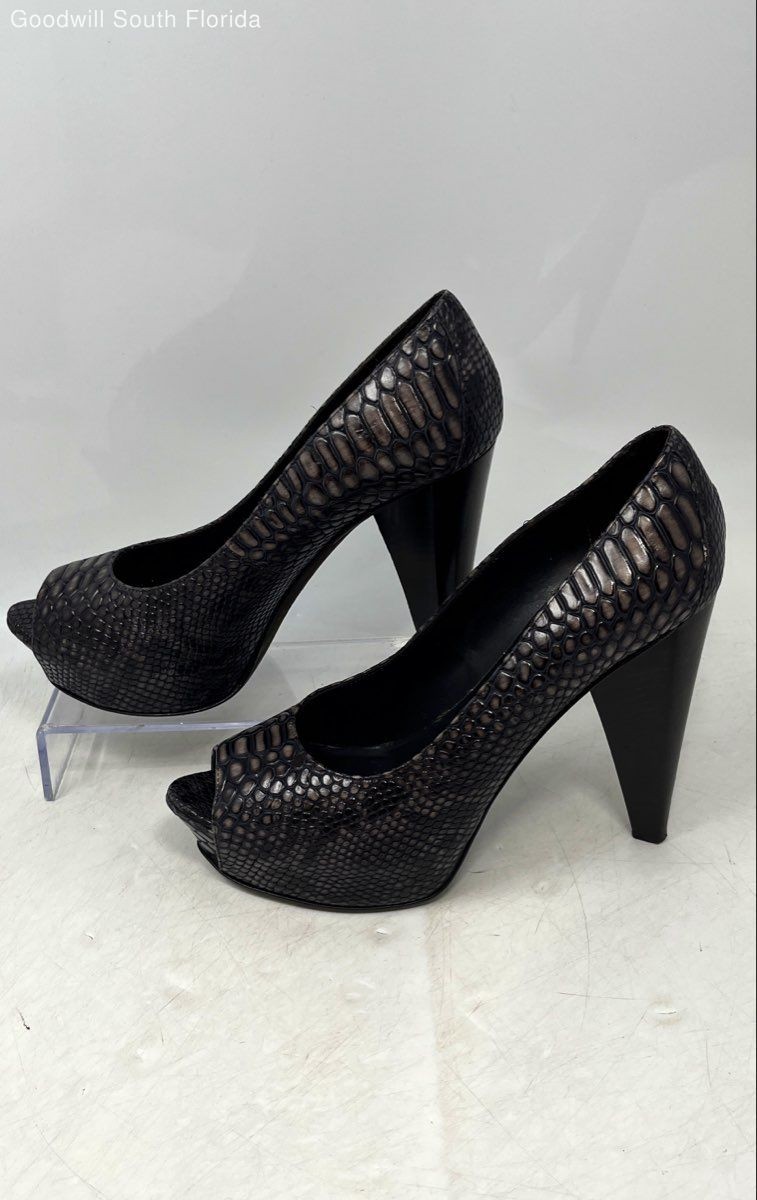 Donald J Pliner Womens Black Python Embossed Slip… - image 1