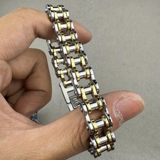 Mens Stainless Steel Bike Chain Bracelet Punk Biker Link Jewelry Gif