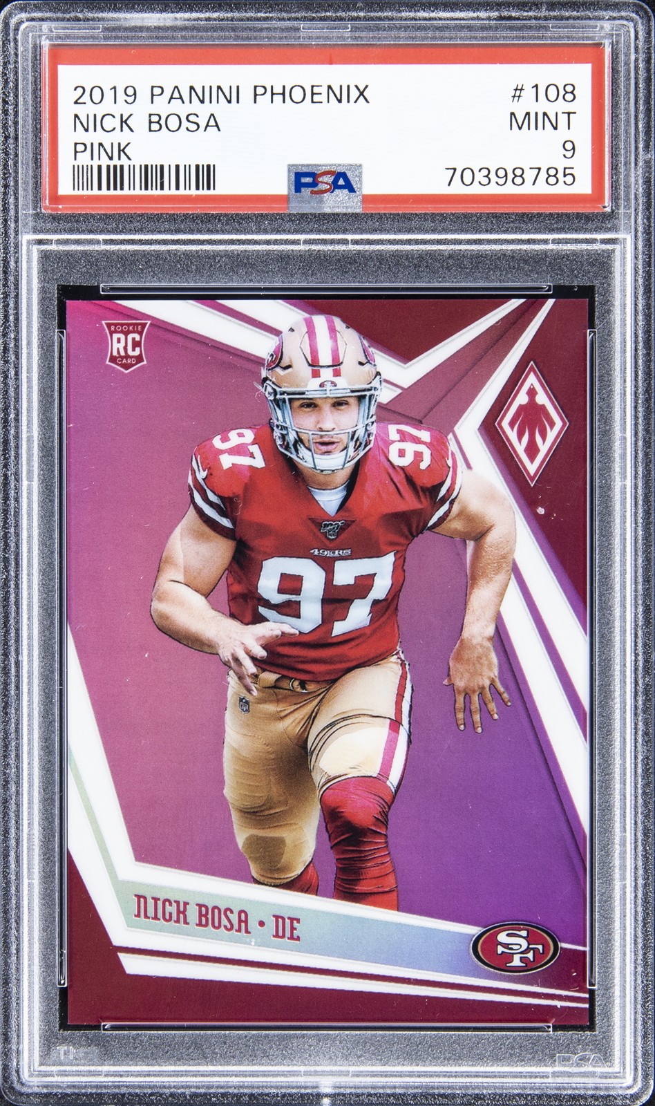 2019 PANINI PHOENIX PINK #108 NICK BOSA ROOKIE RC 115/199 PSA 9