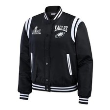 Philadelphia Eagles WEAR by Erin Andrews Super Bowl LIX Varsity Jacket Black XXL