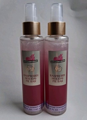 Bath and Body Works Raspberry Holiday Pie Bar Diamond Shimmer Mist Lot of 2 New