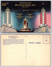 John Hancock Building Tower Weather Lights Boston Mass Postcard