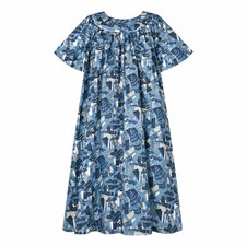 Anthony Richards Muumuu Dress L Blue Abstract Geometric Grannycore House Dress