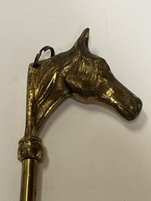 Vintage solid brass long handled detailed horse head shoehorn 18"