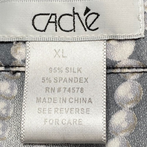 Camicetta Cache donna taglia XL misto seta stampa animalier perle design ufficio sirena - Foto 13 di 14
