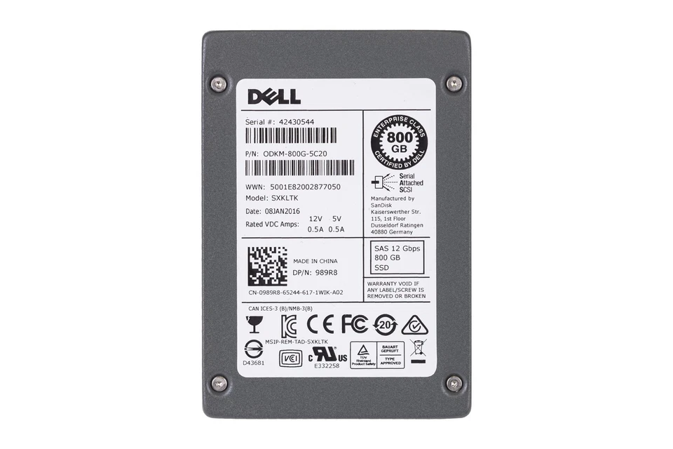 Hard drive Dell 800GB SSD SAS 12G 2.5" MLC 512 989R8 - Image 2 of 2