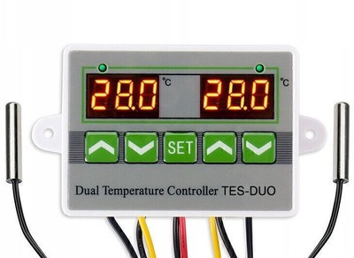 DIGITAL DUAL TEMPERATURREGLER ZWEI RELAISAUSGÄNGEN THERMOSTAT 12V 24V DC 22 V9Z4