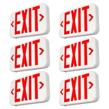 6 Pack Red Double-Sided LED Exit Sign with Battery Backup,Exit Sign for Busin...