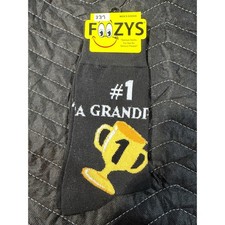 Foozys Novelty Socks Mens 10-13 Black NWT 1 Grandpa Trophy Graphic Crew FM-97