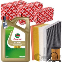 Febi Filterset+Castrol 5W30 ÖL Passsend FüR A3 8V Golf 7 Passat B8 Touran TDI