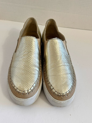 Armani Exchange Gold Slip-On Sneakers Women's Metallic Textured Casual  Shoes