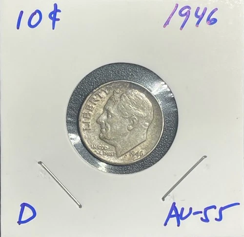 90% Silver Roosevelt Dime Lot $4.60 Face 46 Coins 1946-1963 P D S AU XF