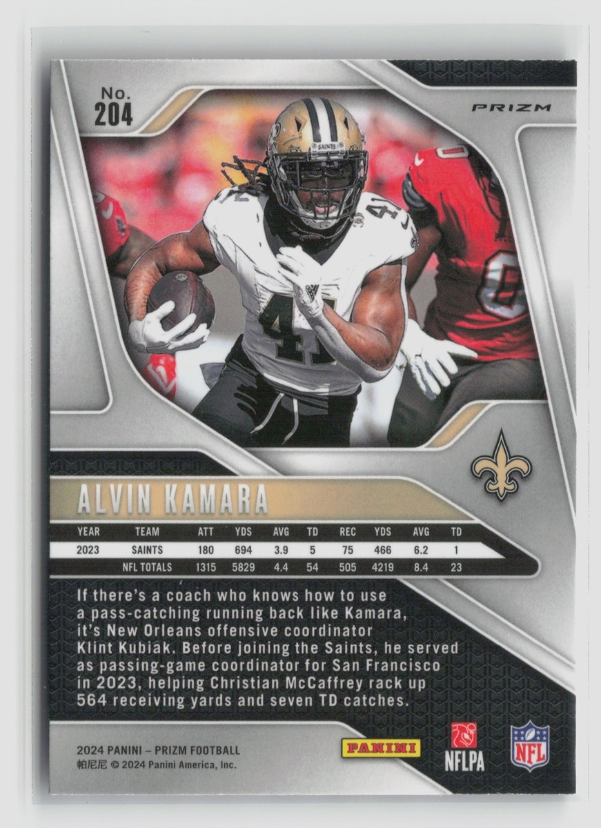 Alvin Kamara #204 2024 Panini Prizm Black White Checker Saints | eBay
