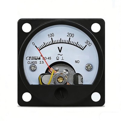 AC 0-300V Round Analog Dial Panel Meter Voltmeter Gauge Black