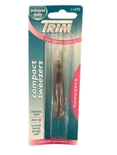 #11470 TRIM Compact Tweezers Stainless Steel Slant Tip Storage Case Eye Care