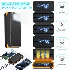 46800mAh Folding Solar Power Bank With 6 Solar Panel For Phone Charger Camping