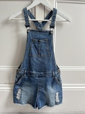 M&S Latzhose Shorts Alter 12-13 99 % Baumwolle verstellbare Schultern Taschen Druckknöpfe