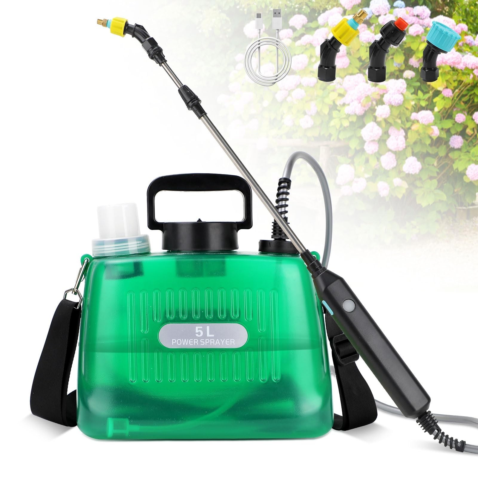 Battery Powered Sprayer, 1.35 Gallon Electric Sprayers in Lawn and Garden Spr...