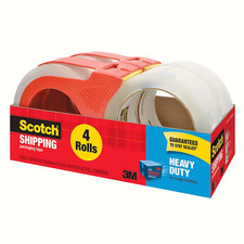 Scotch Heavy Duty Shipping Packaging Tape with Dispenser, 4 Rolls