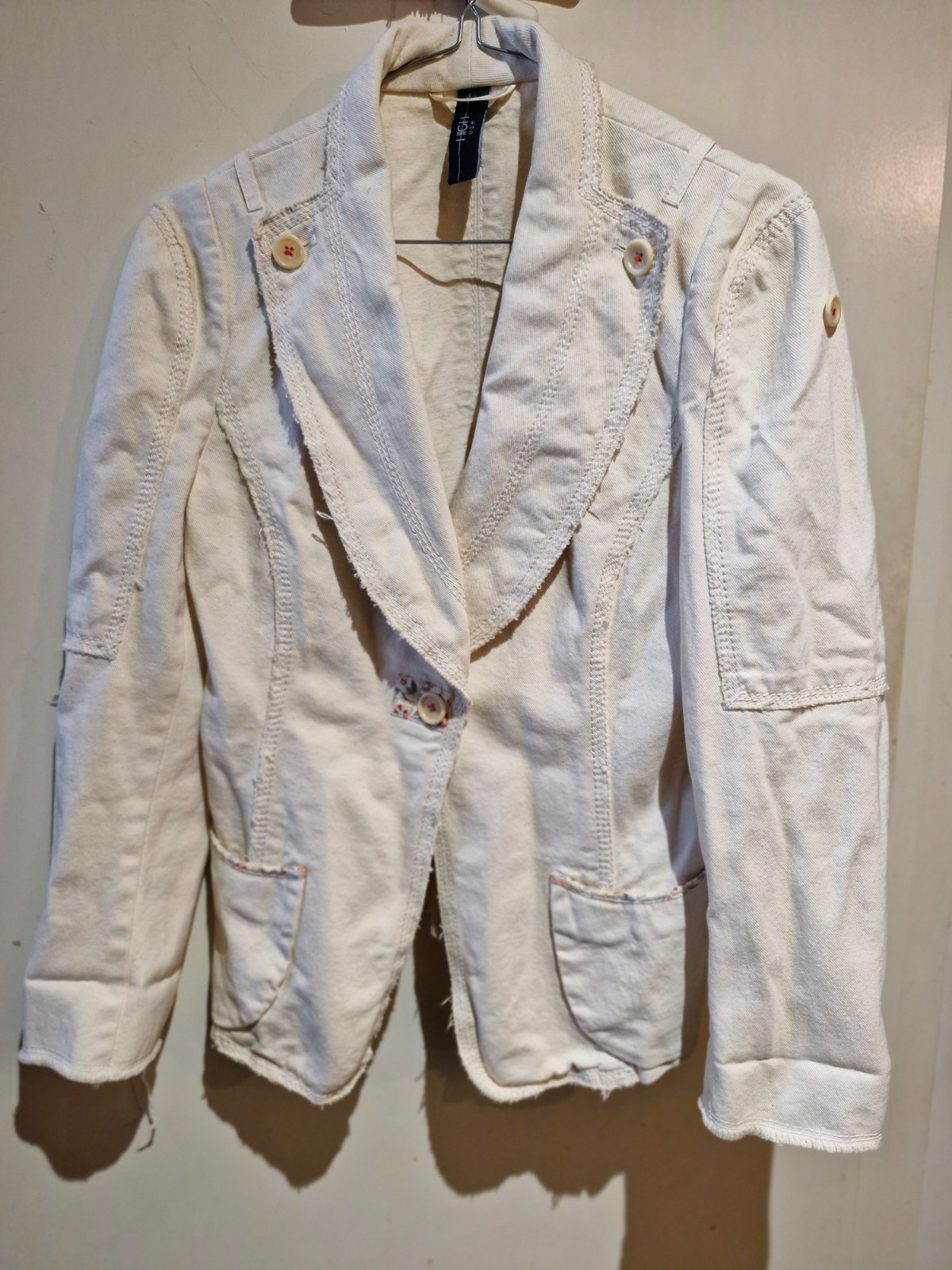 Pro-owned "High Use" white cotton womens top (jacket) Size UK12 made Italy