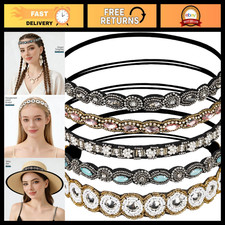 5pcs Rhinestone Beaded Headbands for Women - Handmade Elastic Hairbands, Fashion