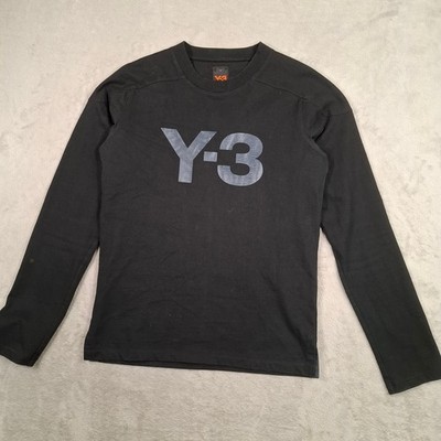 Adidas Y-3 Sweatshirt Herren Medium Schwarz Logo Designer Langarm Oberteil Crew