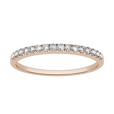 0.16 CTW DEW Round Lab-Created Moissanite Wedding Band in 14K Rose Gold