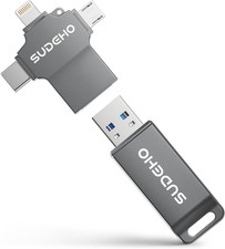 MFi Certified Photo Stick 128GB USB Flash Drive for iPhone, 4 in 1 External Memo