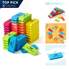 48 Pack Neon Color Pencil Erasers Bulk Set for School Office Kids