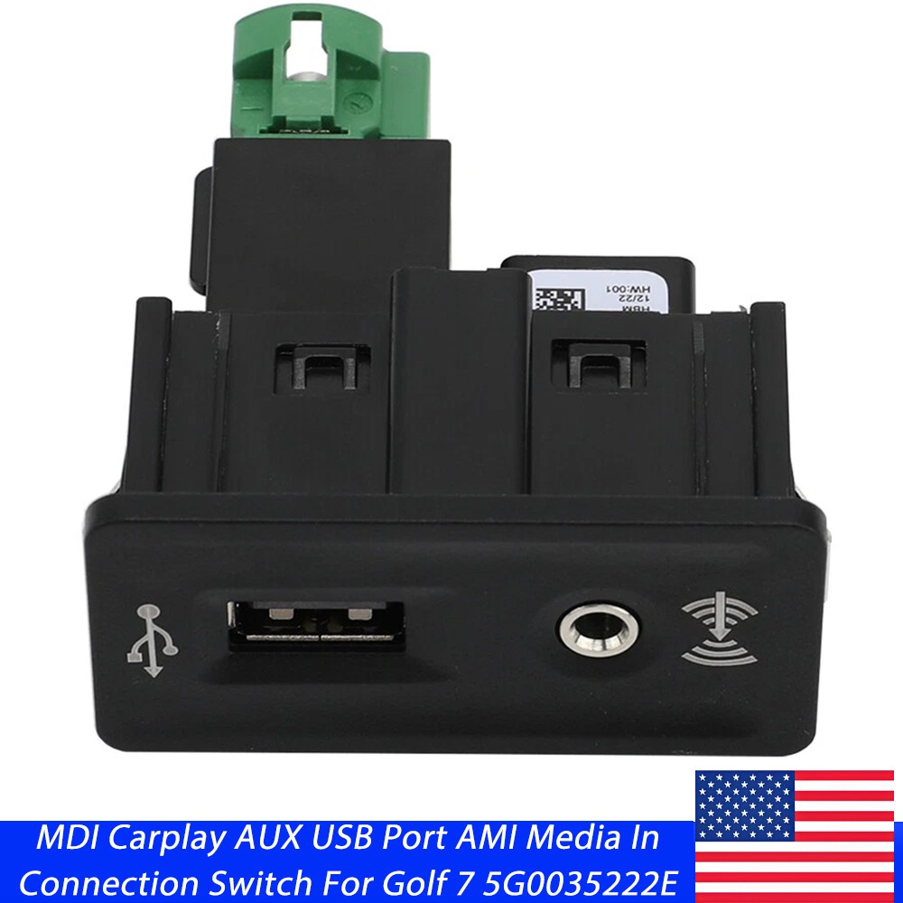 OEM MIB2 CarPlay MDI USB AUX Switch Control AMI Socket Adapter For VW Golf 7 7.5