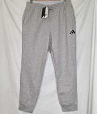 NEW Adidas XL Essentials Feel Cozy Fleece Sportswear Sweat Pants Grey Black Logo