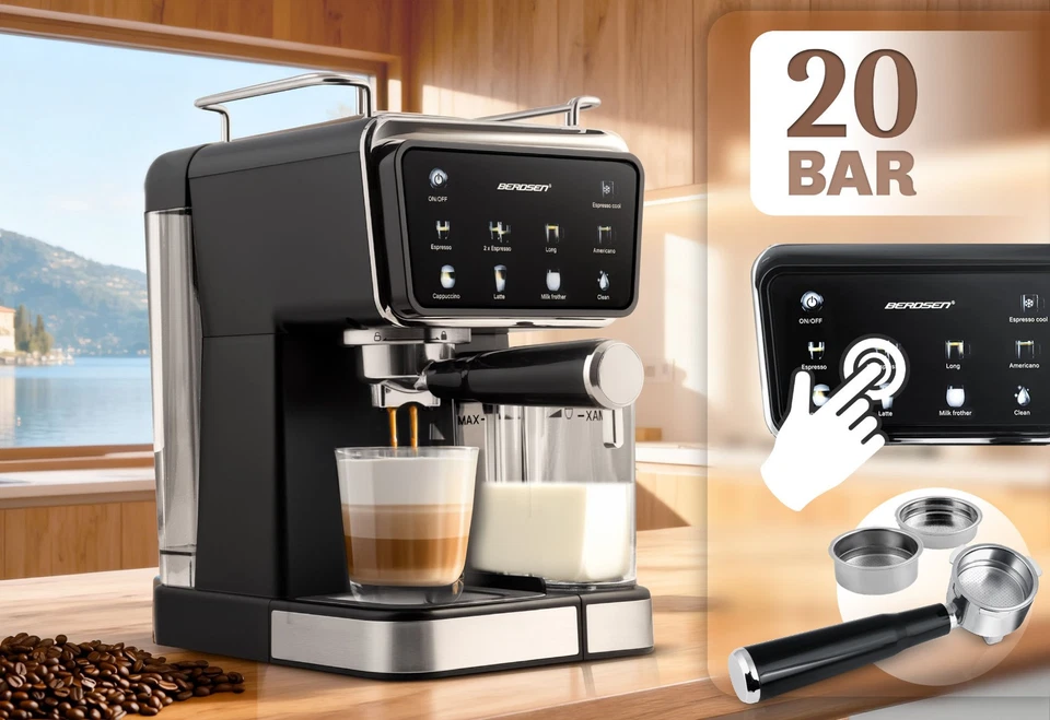 BERDSEN Siebträgermaschine Kaffeemaschine 20 Bar Siebträger Cappuccinomaschine - Bild 3 von 4