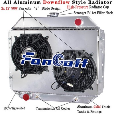 3 Row Radiator Shroud Fan fit 66-1979 77 Ford F100 F150 F250/F350 Bronco Pickup