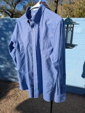LL Bean 0GLG7 100% cotton Button-Down Shirt Mens 16x32 Blue OCBD