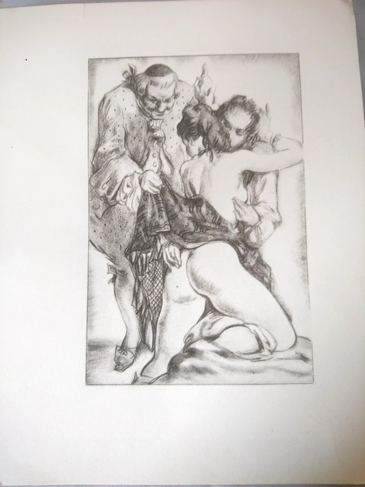ANCIENNE GRAVURE DOUBLE DESSINS FEMME NUE EROTIQUE MYTHOLOGIE 19 siecles - Photo 3/4