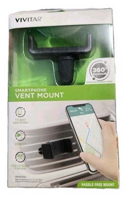 Vivitar Smartphone Car Cradle Vent Mount 360-Deg Swivel, Fits Most Phones, Black