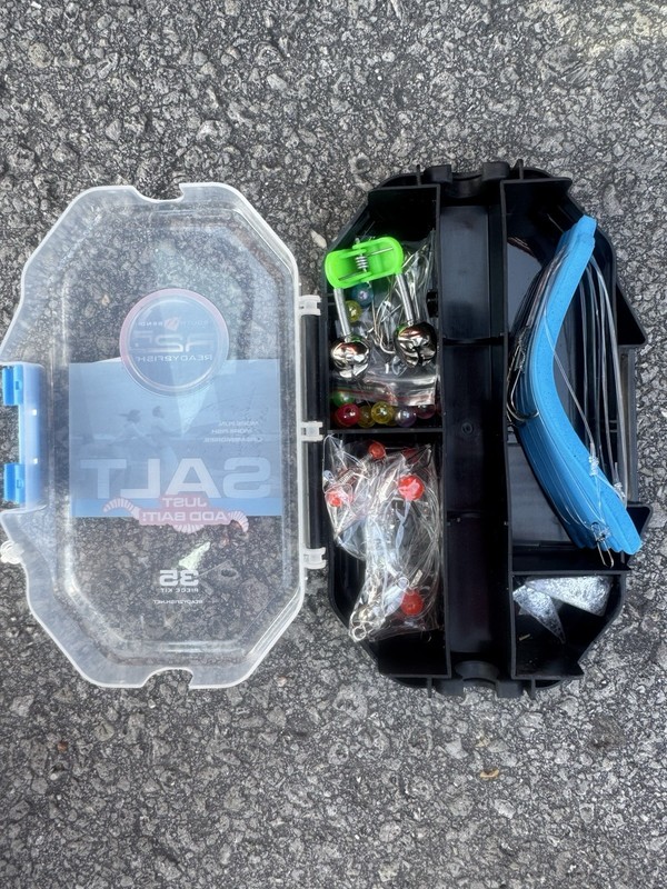 South Bend Ready2Fish "Salt" 35-piece fishing tackle kit.